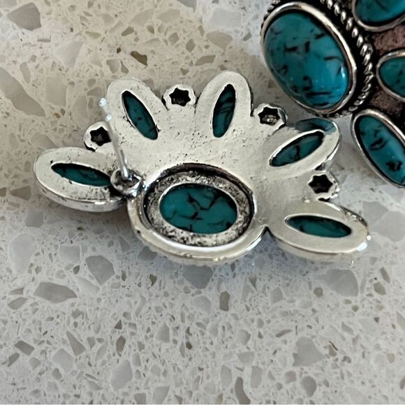 Fake Turquoise western style Decor Stud Earrings - Picture 7 of 12